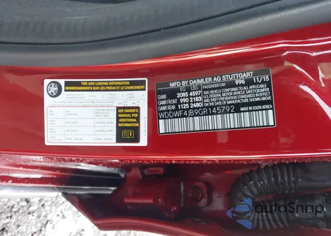 2016 Mercedes-Benz C 300 из США, поврежденный, VIN WDDWF4JB9GR145792